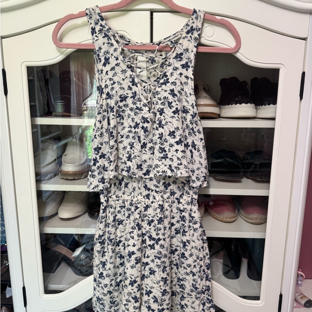 American Eagle Floral Print Open Back Romper
